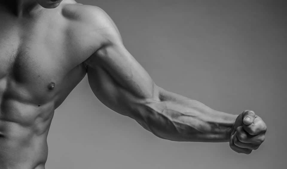 man with muscular triceps